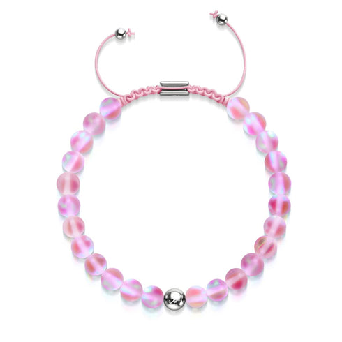 Rose | Argent | Bracelet de perles de macramé en verre de sirène